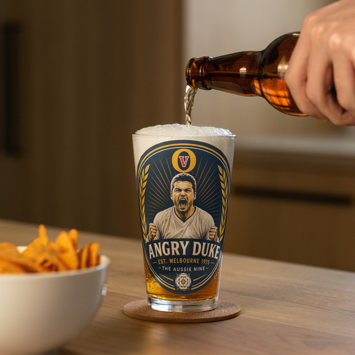 The Angry Duke Pint Glass
