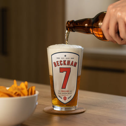 David Beckham England Pint Glass